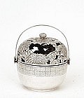 Meiji Japanese Reticulated Silver Basket Censer Flower