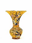 Meiji Japanese Satsuma Trumpet Vase w Bird Sg