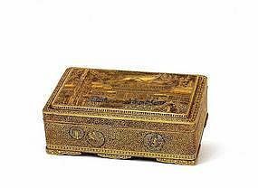 Lg Meiji Japanese Komai Mixed Metal Box Temple Phoenix