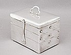Meiji Japanese Silver 3 Tiers Jewelry Box