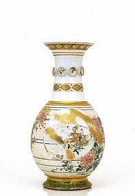 Lg Meiji Japanese Makuzu Kozan Studio Vase w Figurine