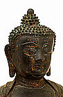 17C Chinese Gilt Lacquer Bronze Buddha Shakyamuni