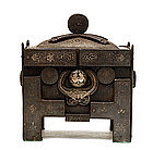 19C Korean Silver Inlaid Iron Censer Incense Burner