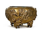 Meiji Japanese Bronze Elephant Hibachi Planter Bowl Pot