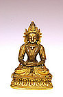 18C Chinese Tibetan Gilt Bronze Buddha Quan Yin Figure