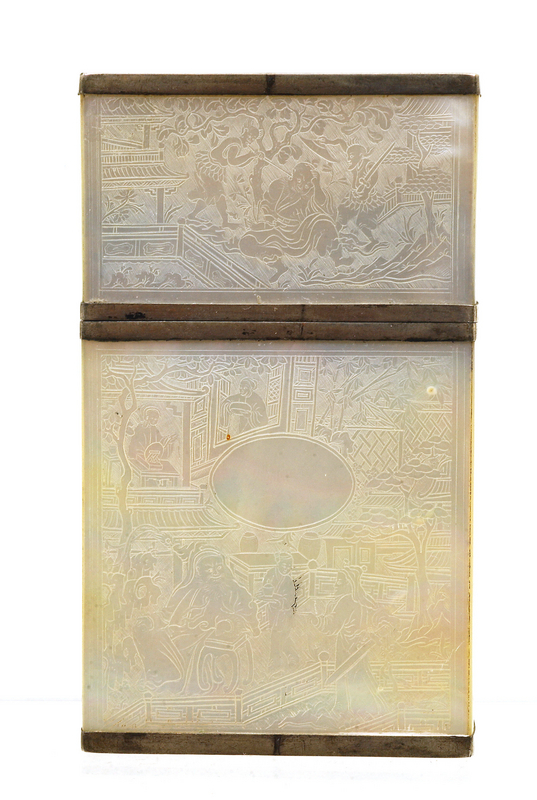 19C Chinese Export Mother Pearl Silver Card Case