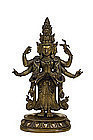 19C Chinese Tibetan Bronze Buddha Quan Yin Arms Hands