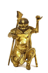 18C Chinese Gilt Bronze Buddha Quan Kwan Yin Figure
