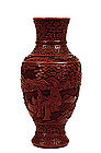 Late 18C Chinese Cinnabar Red Lacquer Vase Figure