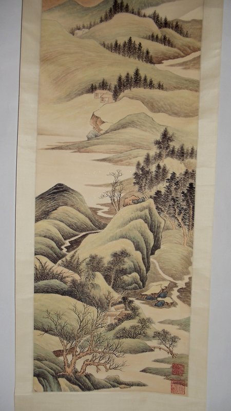 Two Paintings of Verdant Mountains by Zhang Daqian