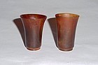 A Pair of Ming Dynasty Rhinoceros Horn Wine-Cups