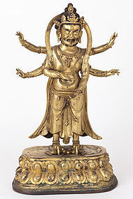 Sino-Tibetan Gilt Bronze Figure of Buddhist Diety