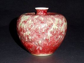 A Qing Dynasty Peach Bloom Taibaizun Pot, Mark of Qing Emperor Kangxi