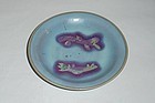 A Rare Yuan Junyao Sky-Blue Glazed Plate with Purple Twin-Fish Motifs