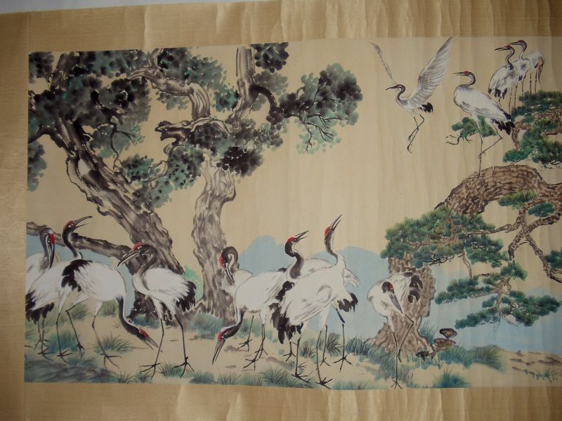 A Longevity Painting of Cranes &amp; Pine-Trees / Xu Beihong (1895-1953)