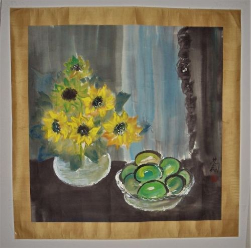 Still Life of Sun-Flowers and Apples / Lin Fengmian (1900-1991)