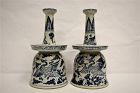 Ming-Styled Blue-White Candle-Holders with Kilin-Phoenix-Floral Motifs