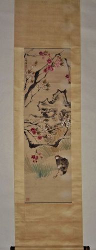 Bird & Peach-Blossoms / Ren Yi (bonian) (1840-1896) Qing Dynasty