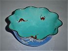 A-Rare-Qing Dynasty-Cloisonne-Enamel-Floral-Shaped-Bowl-with-Bird-Bat