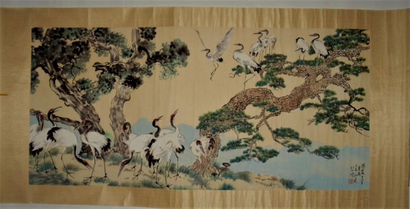 Xu Beihong (1895-1953) / A Longevity Painting of Cranes &amp; Pine-Trees