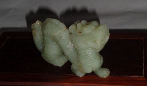 Rare and Exquisite Hetian Jade Carved Supernatural Dragon