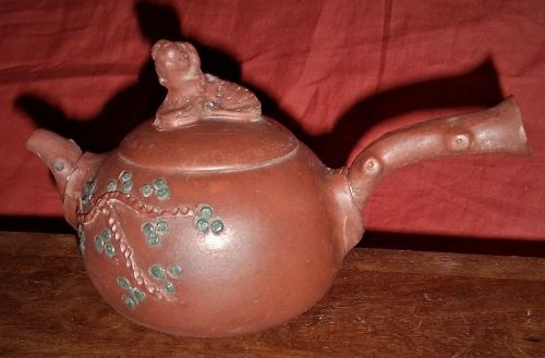 Zisha Teapot with Gall-Shaped Spout/ Handle & Beast-Knot by Wu Yungen