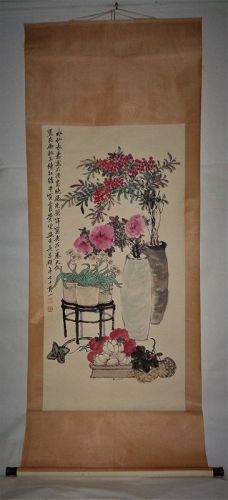 Wu Changshuo (1844-1927), Qing Dynasty/Fruits and Flowers of Abundance