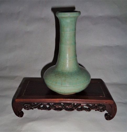 A Rare Song Dynasty Ruyao Powder-Blue Glazed Vase with Xuamwen