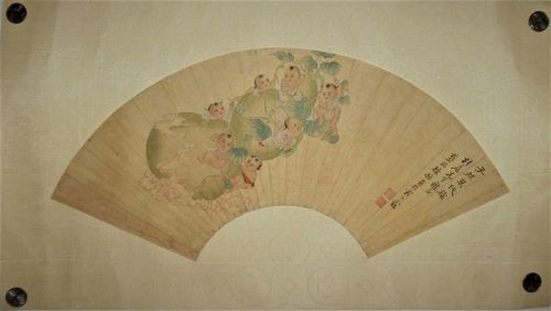 A Mounted Fan-Painting of Children at Play by Xu Cao (Xu Yansun)