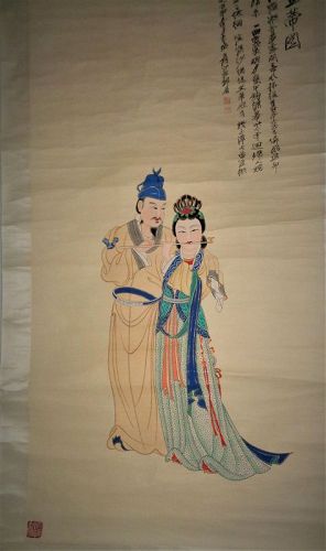 Portrait of Tang Emperor Xuanzong and Yang Yuhuan/Zhang Daqian