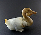 A Large Chinese Antique Well Carved Jade Duck