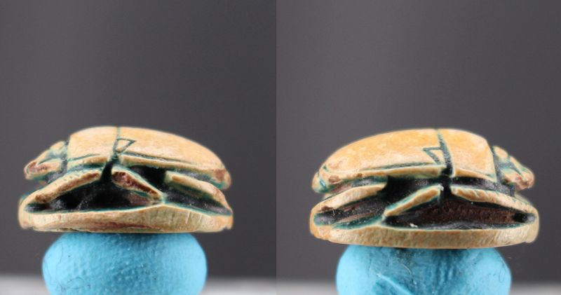 Green glazed steatite scarab with cartouche of Neb-maat-Re 1,5cm