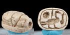 Ancient egyptian steatite white motto scarab 11mm