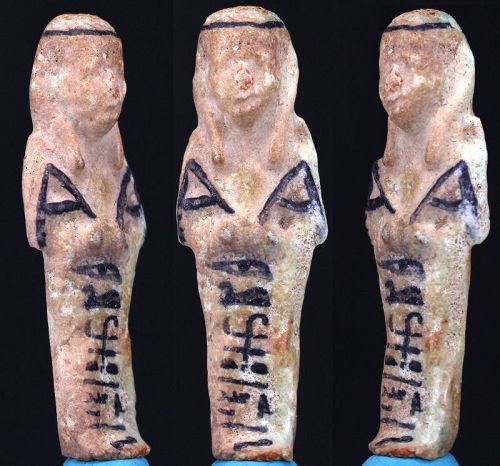 Ancient egyptian faience Shabti "Osiris; The singer of Amun" 6,5 cm.