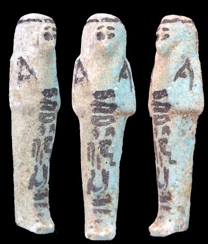 Ancient Shabti "Osiris lord of the house Schepes-sem-notep" 7,6cm