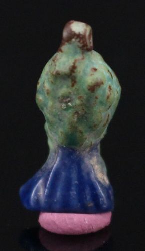Egyptian Amarna Faience Blue and Green Floral Amulet 1,9 cm