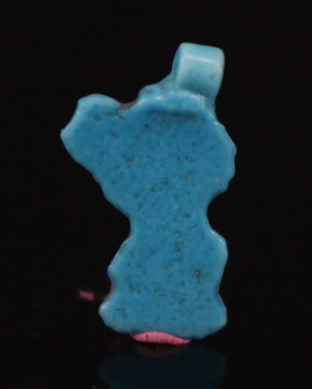 Egyptian Amarna Faience Amulet Of Bes Playing Tambourine 1,5 cm