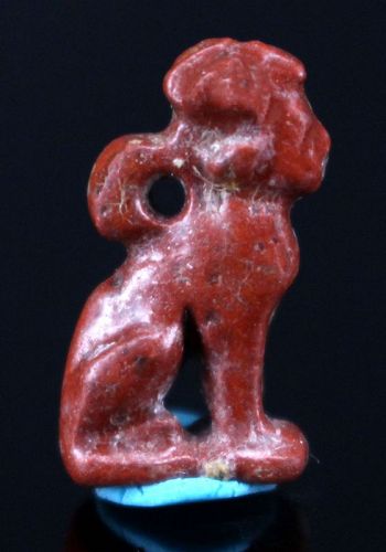 Ancient Egyptian Red Fayence Basted with Crown 1,5 cm