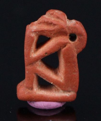 Ancient Egyptian Red Fainence Monkey Amulet 1,4 cm