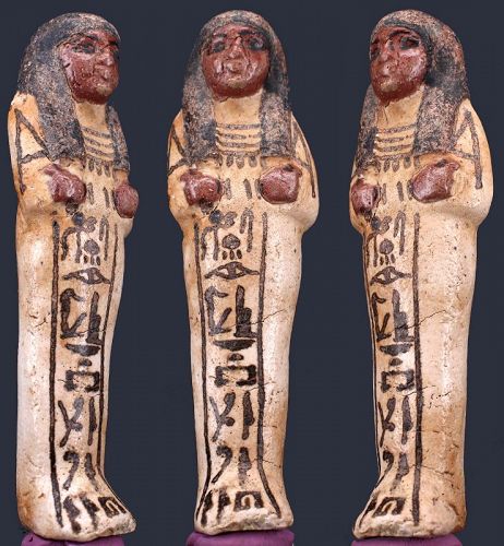 Egyptian Faience Shabti for Iniuhy New Kingdom, 19th dynasty.