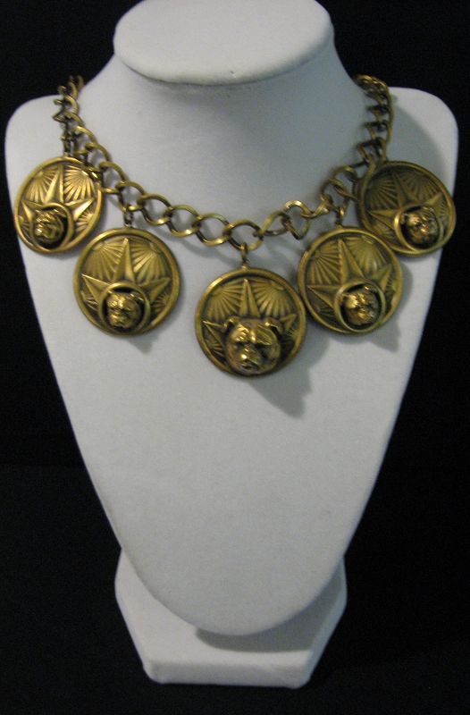 Joseff of Hollywood Brass Bulldog Necklace