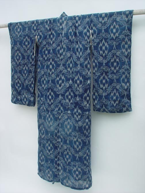 Antique kasuri kimono, hemp ikat