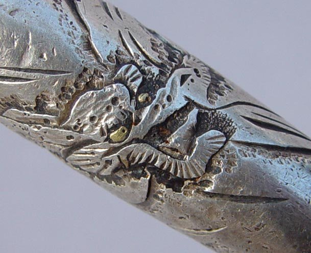 Antique Silver Kiseru Pipe, Dragon and Tiger