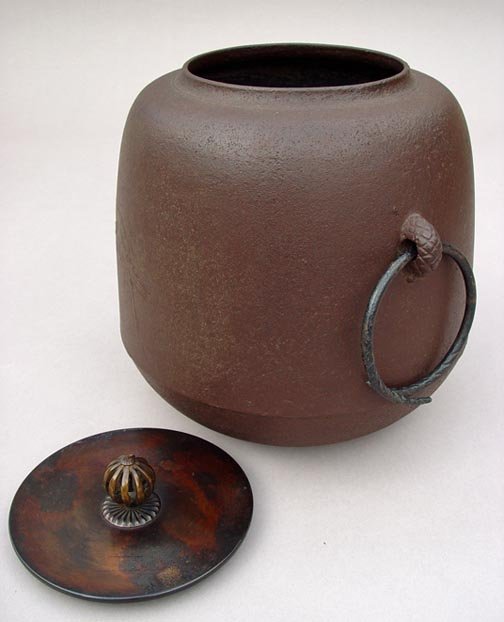 Chagama Large Pot for Japanese Tea Ceremony,  Herons
