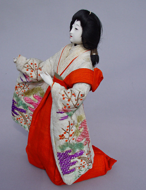Antique Japanese Chinbiki Doll, Court Lady and Chin Dog