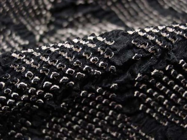 Old Black Silk Kanoko Tie-Dye Shibori