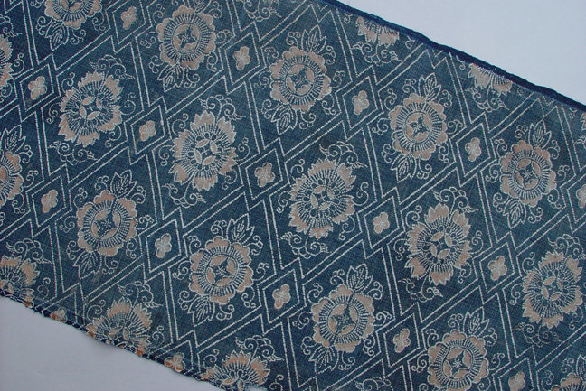 Antique Japanese Fabric, Stencil Dye, Beni and Aizome