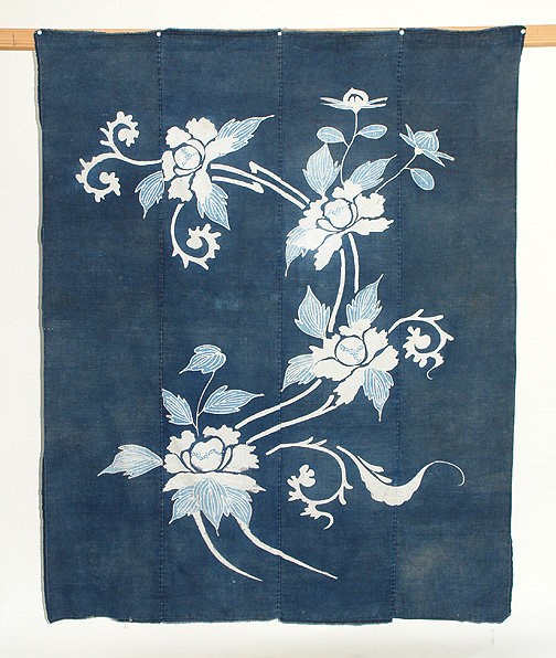 Japanese Indigo Dyed Cotton Futon Panel, Tsutsugaki