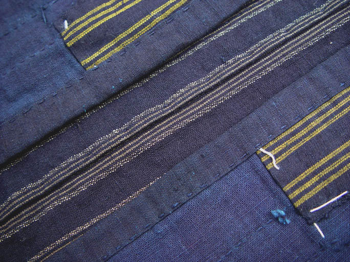 Japanese Cotton Jacket, Stripes, Sashiko Stitches