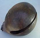Japanese Wooden Temple Bell, Signed